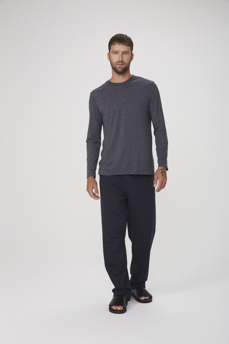 CAMISETA ML MASC - PRETO MESCLA 
