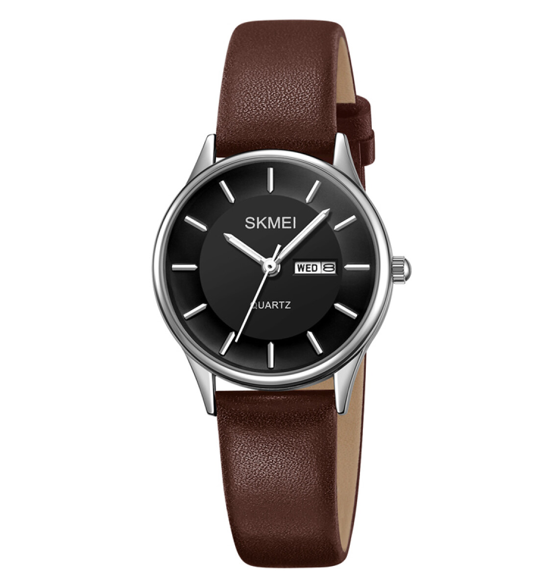 Reloj Skmei 2251sibn Mujer Analógico Plateado Y Correa De Cuero 