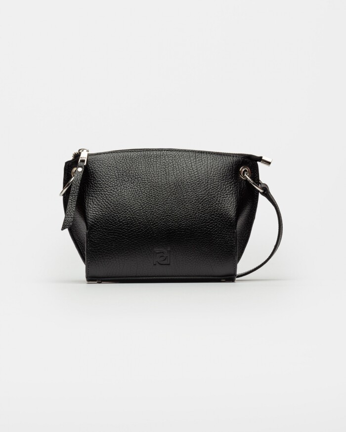 Bandolera Sauvage En Cuero Graneado Negro
