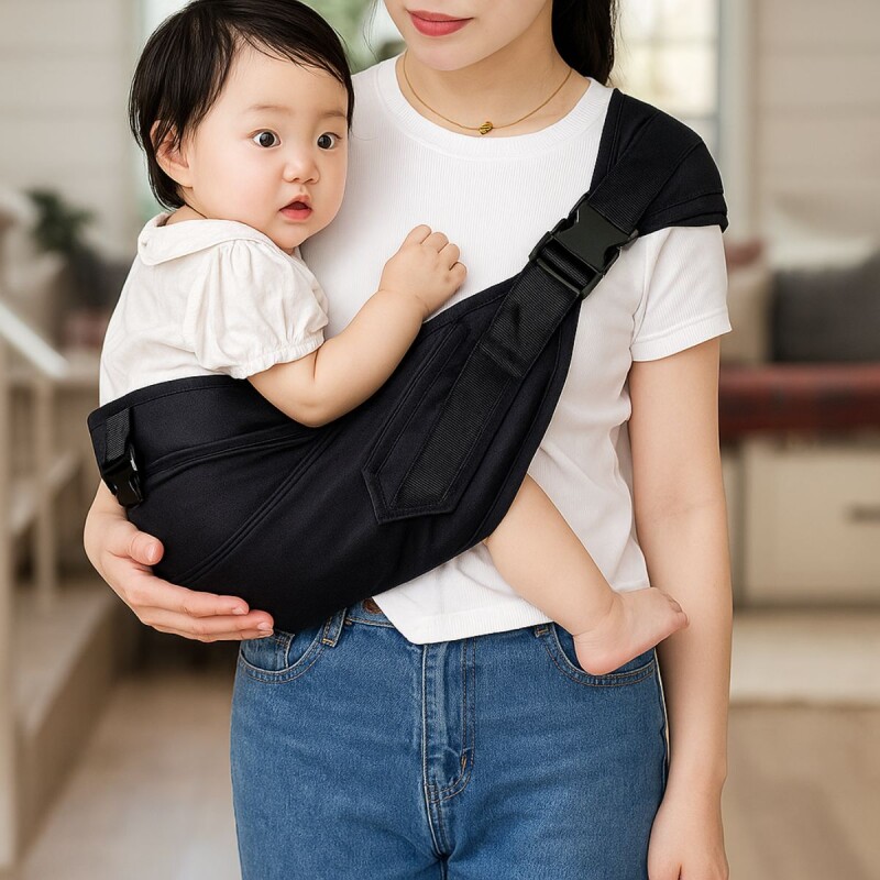 Portabebé Ergonómico Bandolera Riñonera Bebé Baby Carrier Negro Portabebé Ergonómico Bandolera Riñonera Bebé Baby Carrier Negro