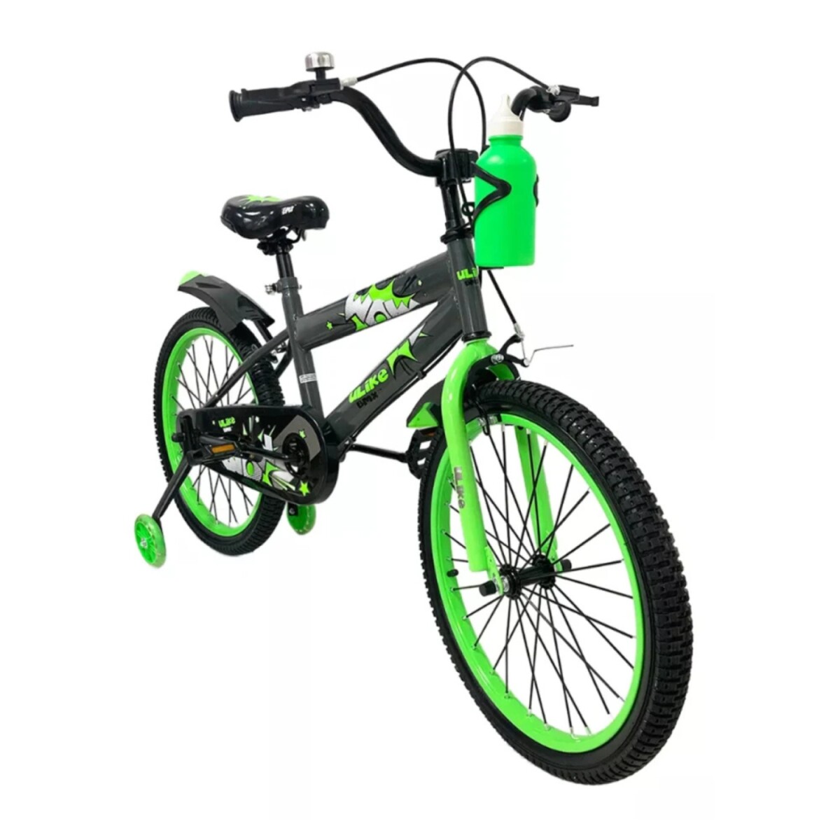 Bicicleta Modelo Wow Rodado 16 con Rueditas Auxiliares y Portabotellas - Negro 