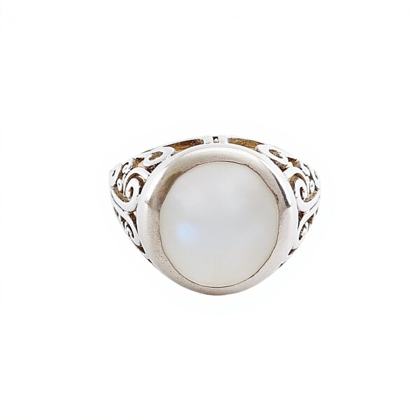 Anillo Mesa Circular-Plata 925-Piedra Nacar-AN3376 conpiedra