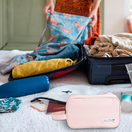 Neceser Organizador Mano p/ Viaje Bolso Maquillaje Cosmética Rosa