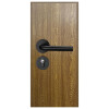 Puerta Desarmada Interior en MDF con Marco y Cerradura Lumax Marrón Claro Lisa Herraje Negro