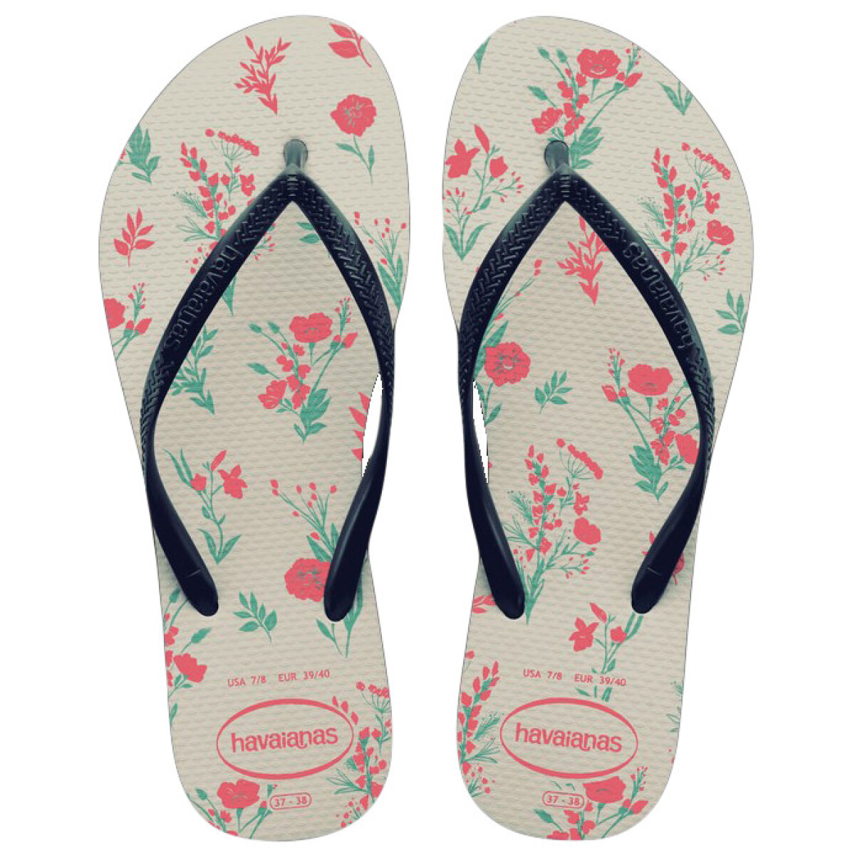 Sandalia de Mujer Havaianas Slim Romance - Blanco - Azul Marino 