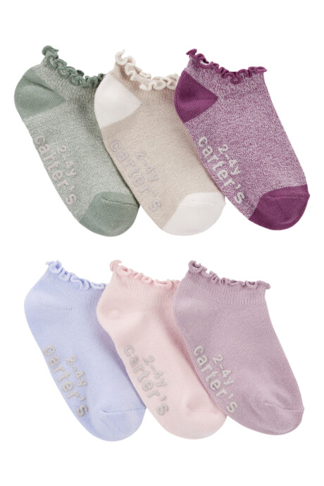 Pack seis pares de medias invisibles de algodón, festoneadas. Talle 2/4T Pack seis pares de medias invisibles de algodón, festoneadas. Talle 2/4T