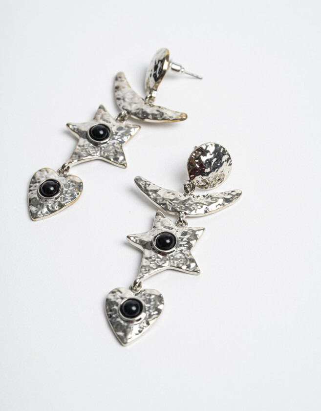 Aros Colgantes Largos Metal diferenciado Aros Colgantes Largos De Metal - Plateado