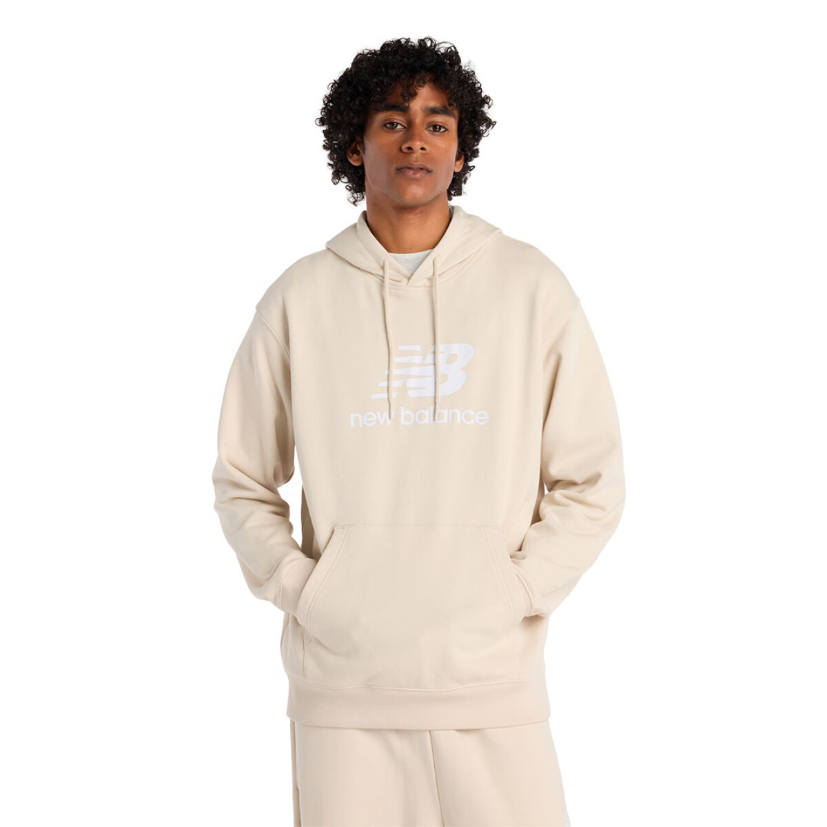 Canguro de Hombre New Balance French Terry Logo Hoodie - Beige 