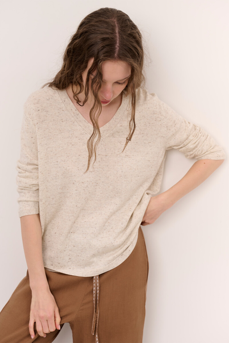 SWEATER V BOUTONE NATURAL