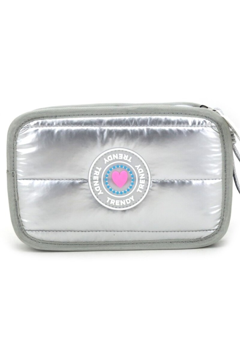 Cartuchera puffer metalizada Plateado