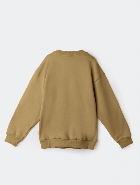 SUDADERA DE FELPA ESTAMPADA MOSTAZA