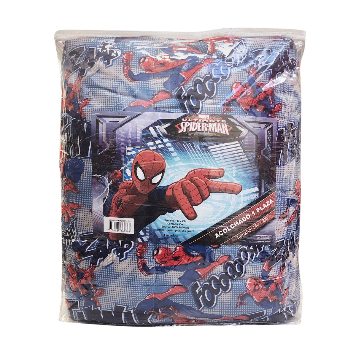 Acolchado infantil 1 Plaza 100% Microfibra - SPIDERMAN AZUL 