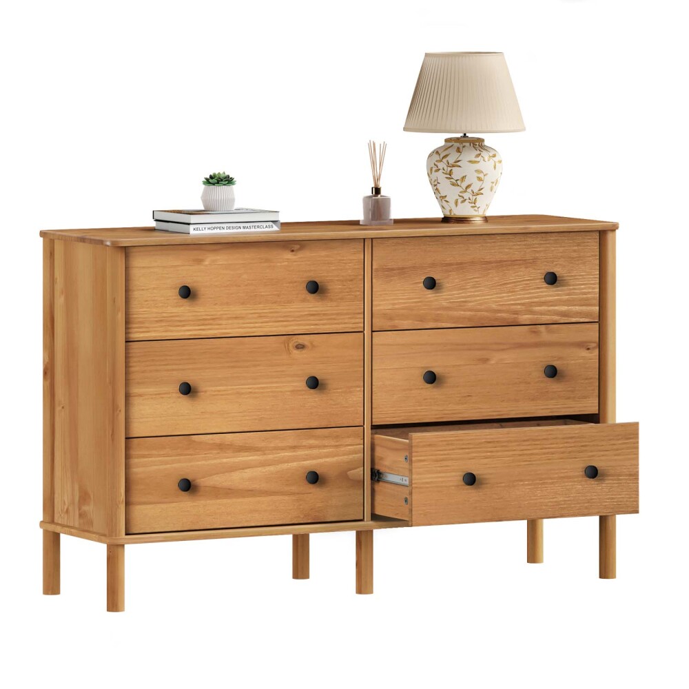 COMODA 6 CAJONES MADERA NATURAL-BEIGE CURAZAO