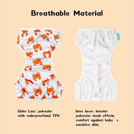Pañal Malla Para Piscina Reutilizable Ecológico Cangrejo olas
