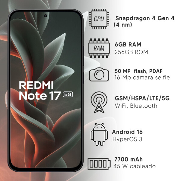 Xiaomi Note 17 6/256gb 5g CEL XIAOMI NOTE 17 5G 6/256GB NEGRO