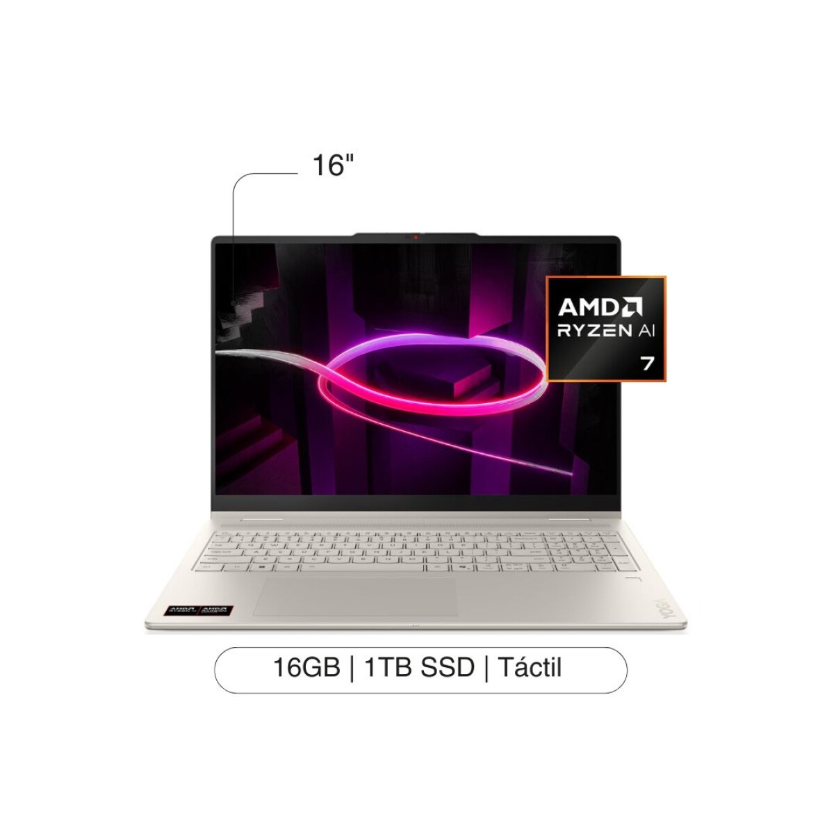 Notebook LENOVO Yoga 7A 2 En 1 16' WUXGA Touch 1TB / 16GB RAM Ryzen AI 7 445 W11 - White 