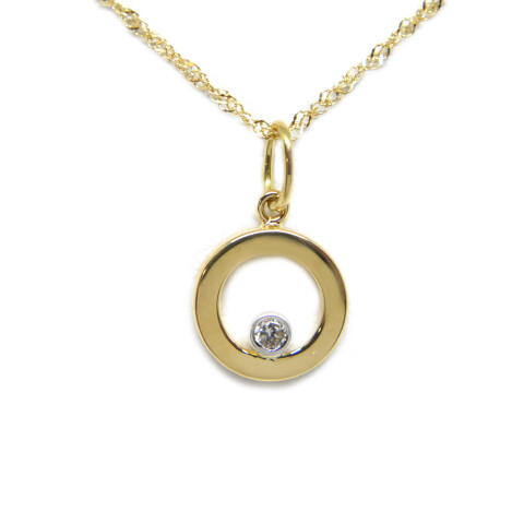 Cadena y Colgante en Oro 18Kilates con Zirconia Cadena y Colgante en Oro 18Kilates con Zirconia