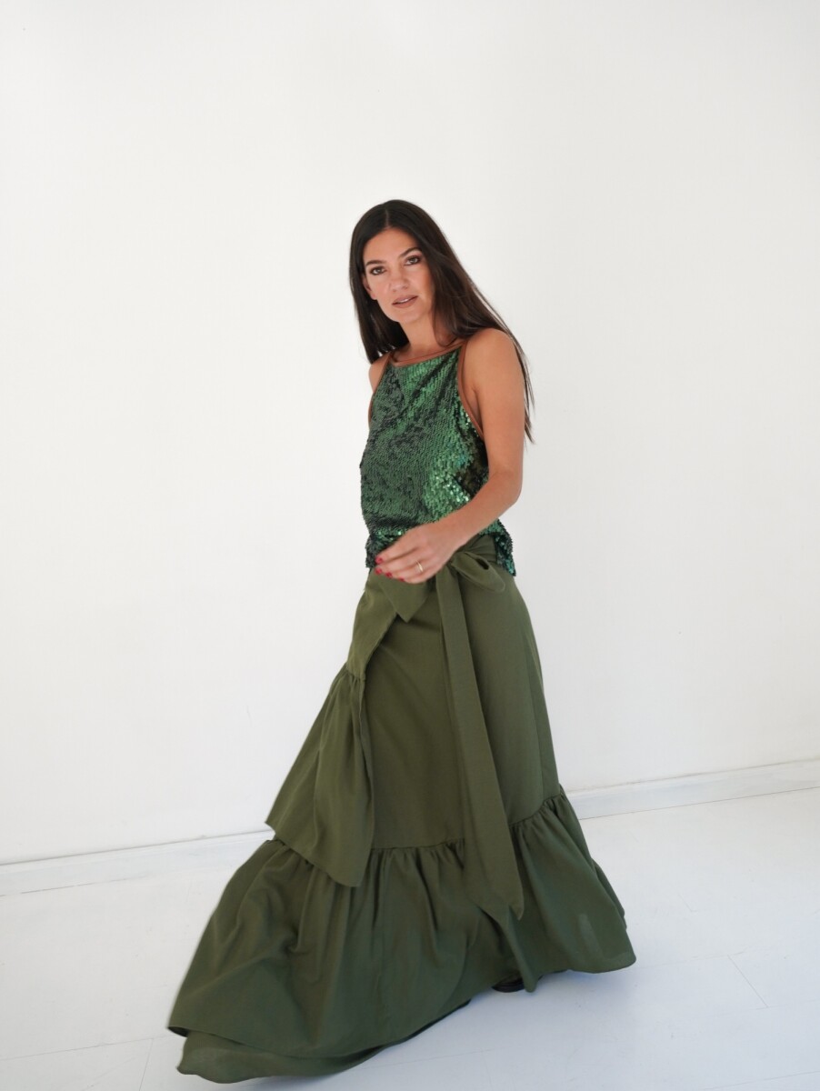 Wave Skirt Lino - Verde 