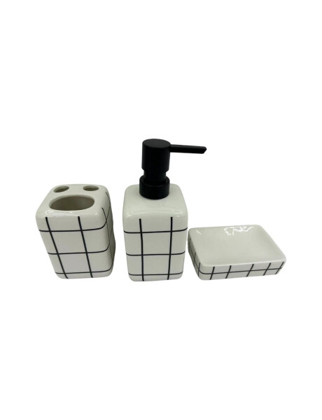 SET DE BAÑO 3PZS CUADRICULADO BLANCO/NEGRO SET DE BAÑO 3PZS CUADRICULADO BLANCO/NEGRO