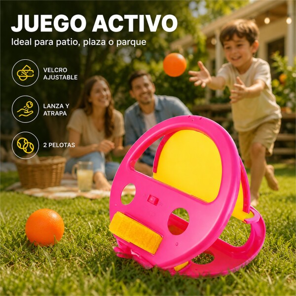 Raqueta Lanza y Atrapa Pelota con 2 Bolas Rosa 1