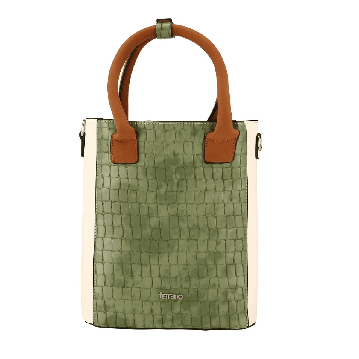 CARTERA MATERA TERRANO DE MANO - VERDE Y BLANCO 