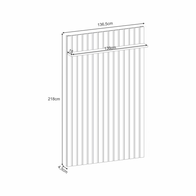Panel Ripado con estante 1.36