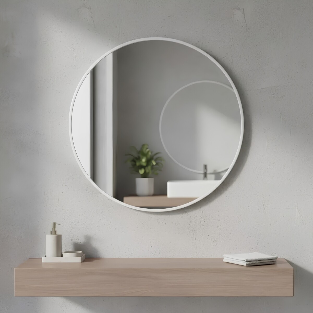 Espejo redondo de pared Lumax Diámetro 80cm - Blanco 
