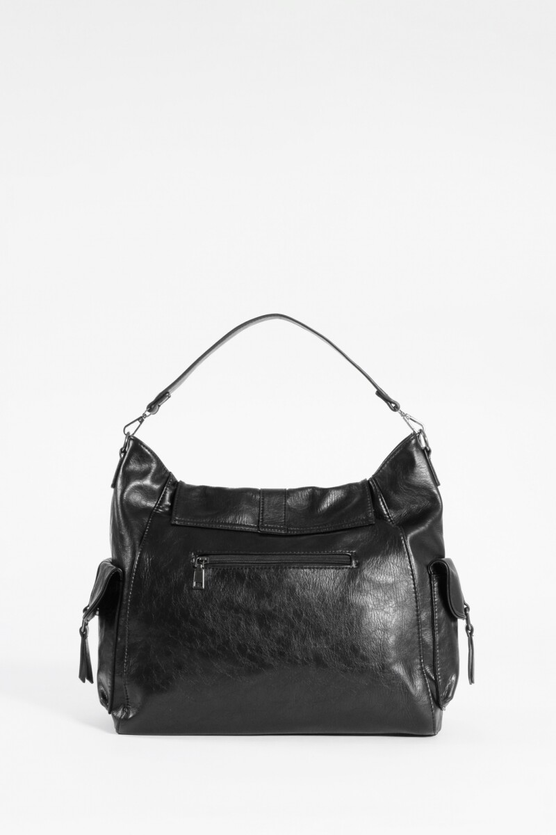 Cartera hobo con tapa negro