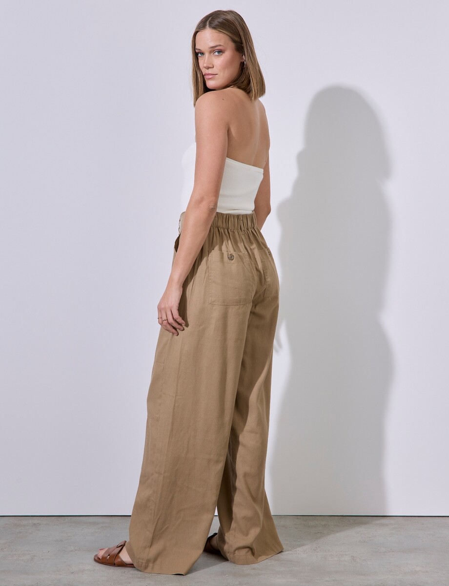 Pantalon Lino Cargo - Tostado 