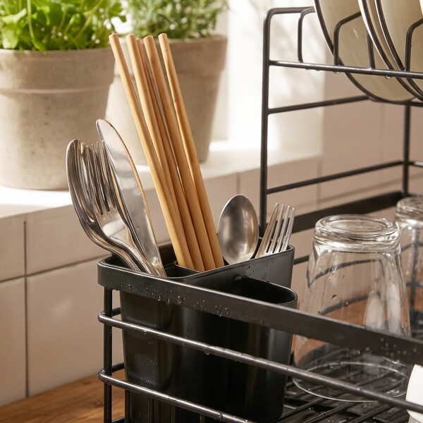 Escurridor Seca Platos Vajilla 2 Niveles Con Bandeja Drenaje Agua Cocina Imback Color Negro Escurridor Seca Platos Vajilla 2 Niveles Con Bandeja Drenaje Agua Cocina Imback Color Negro