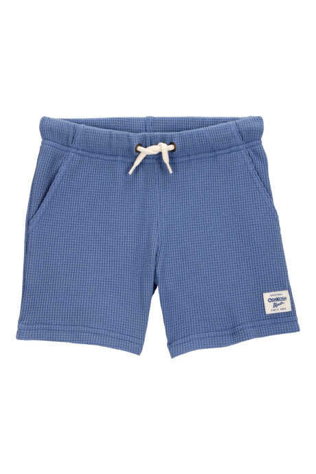 Short de algodón, punto waffle, azul Sin color