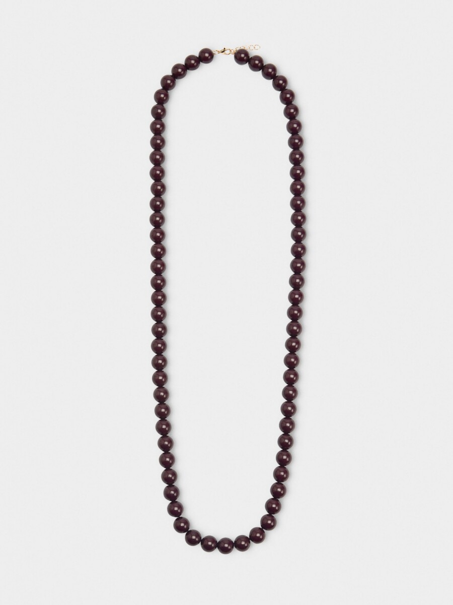 Collar Largo Con Cuentas burdeos