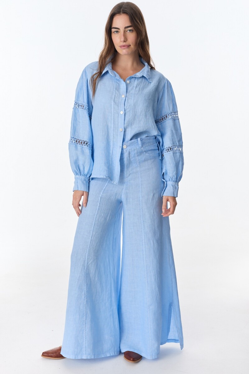 Camisa Hibisco Celeste