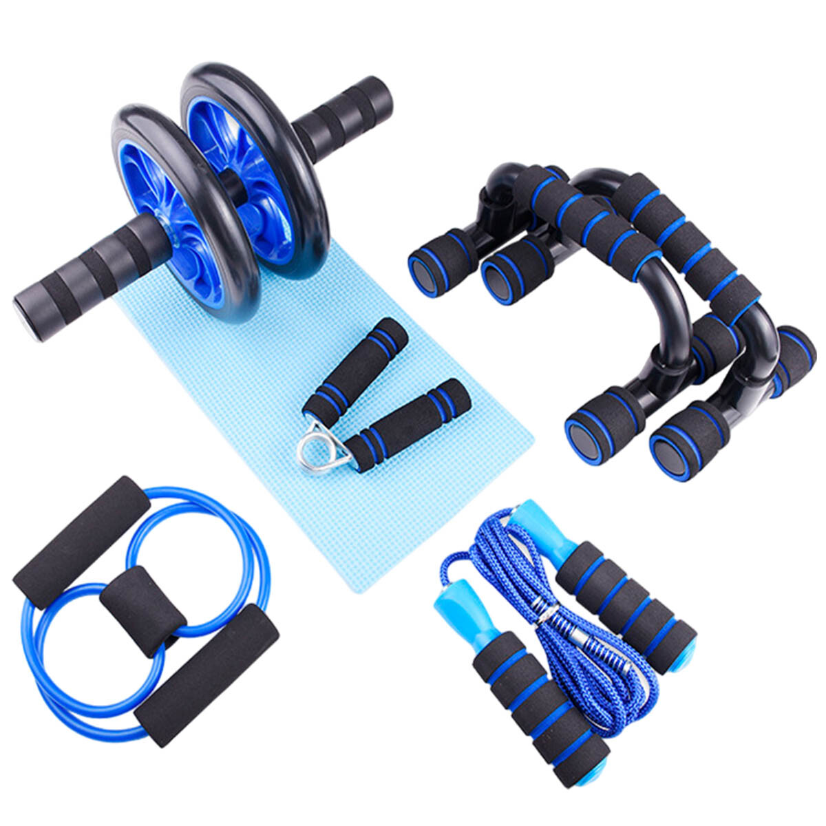 Set X 6 Ruedas Abdominal Hand Grip Expert Fitness - Azul 