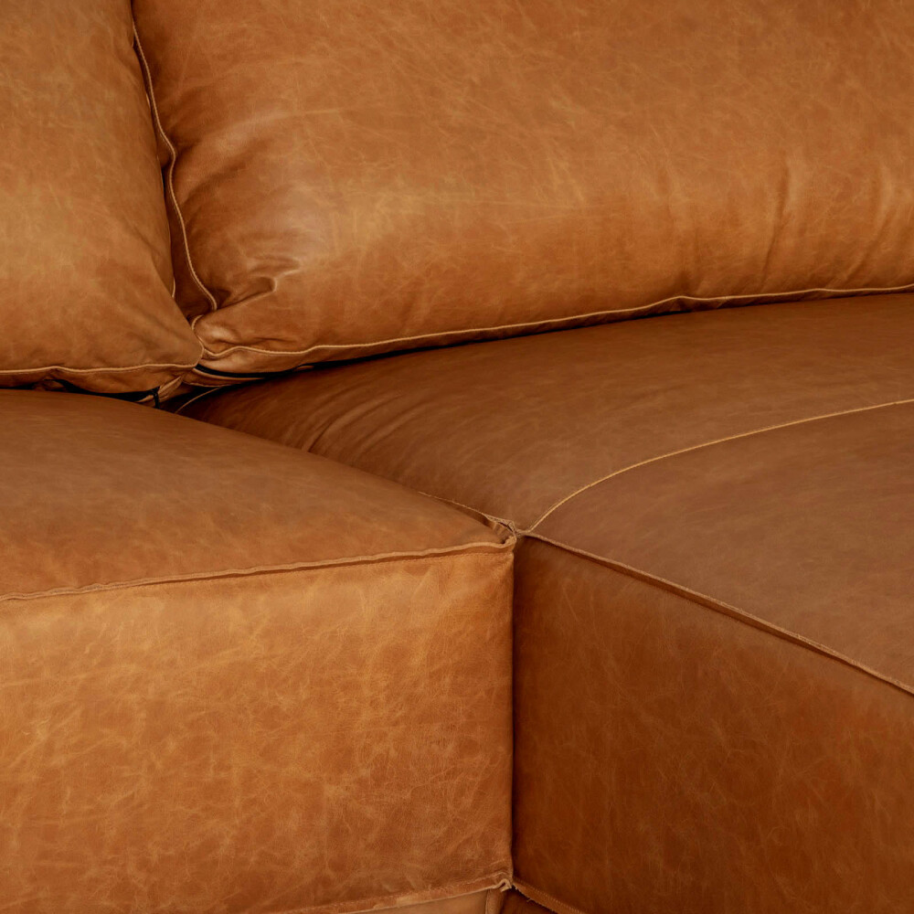 SILLÓN C/CHAISE CUERO-100-NATURAL MARRON ROMEO TP3 CAMEL