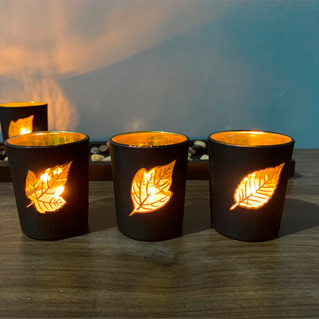 Centro De Mesa Madera Con Set De 3 Vasos De Vidrio Centro De Mesa Madera Con Set De 3 Vasos De Vidrio