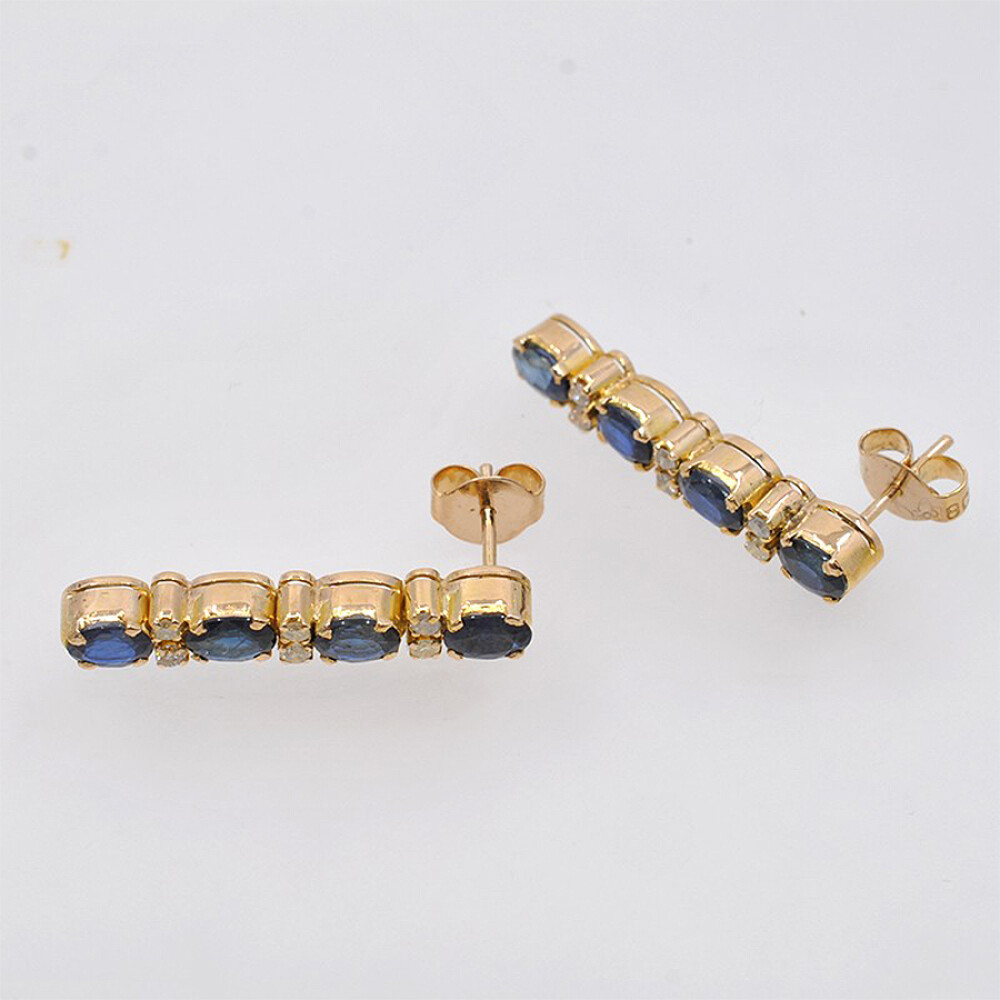Caravanas Oro 18K, Brillantes Y Zafiros Caravanas Oro 18K, Brillantes Y Zafiros
