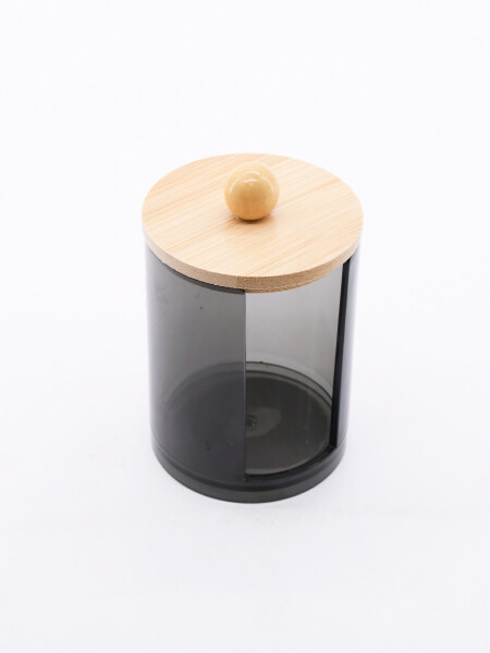 ORGANIZADOR DE ALGODÓN CON TAPA BAMBU GRIS