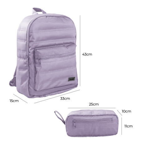 Mochila Urbana Expert + Cartuchera Set Puffer Violeta