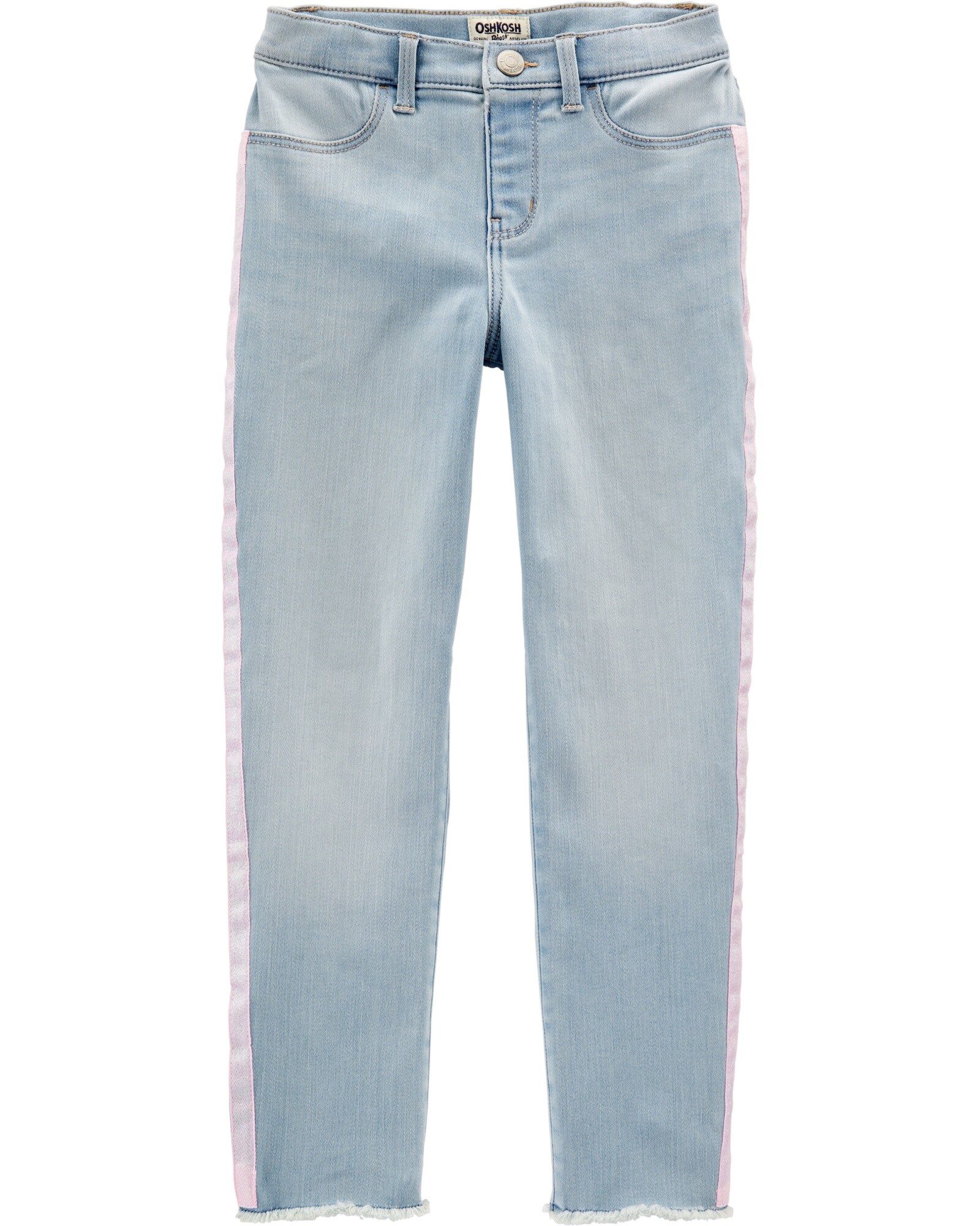 Pantalón de jean elastizado con franja lateral con glitter Sin color