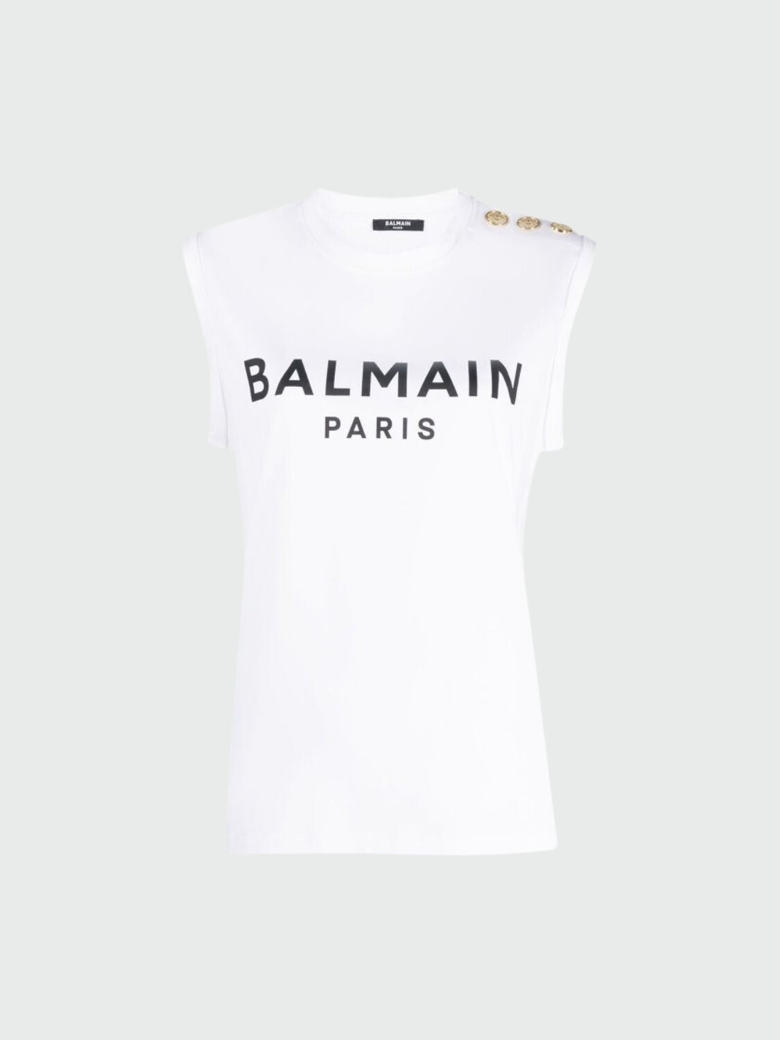 Balmain - Remera de algodón sin mangas con logo Blanco