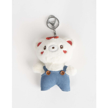 Llavero Y Charm De Peluche De Osito Blanco Crema