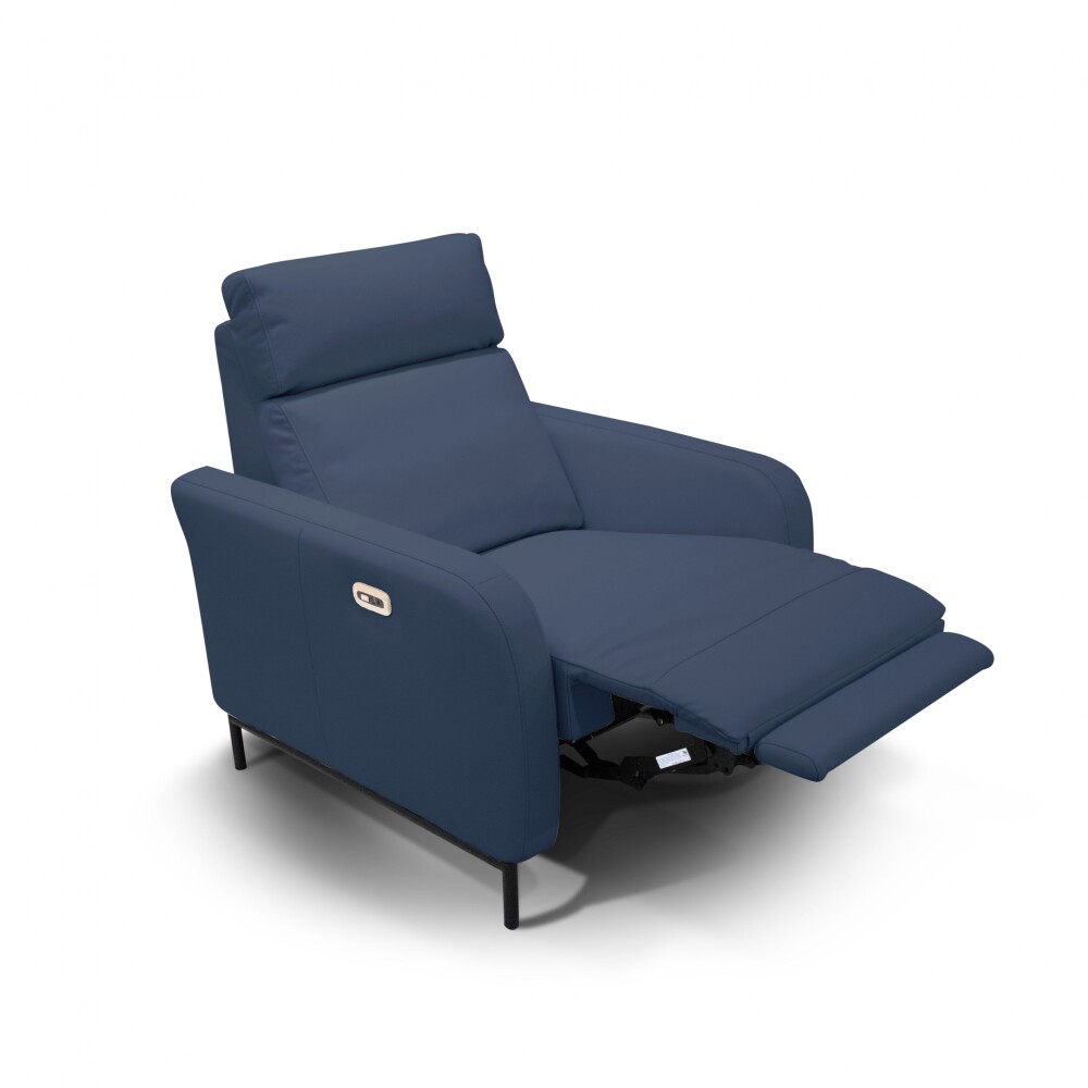 Poltrona Reclinable - Eléctrica 100% de cuero - Margot Azul