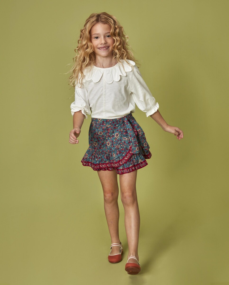 Falda Con Maxi Volante - Azul Claro 