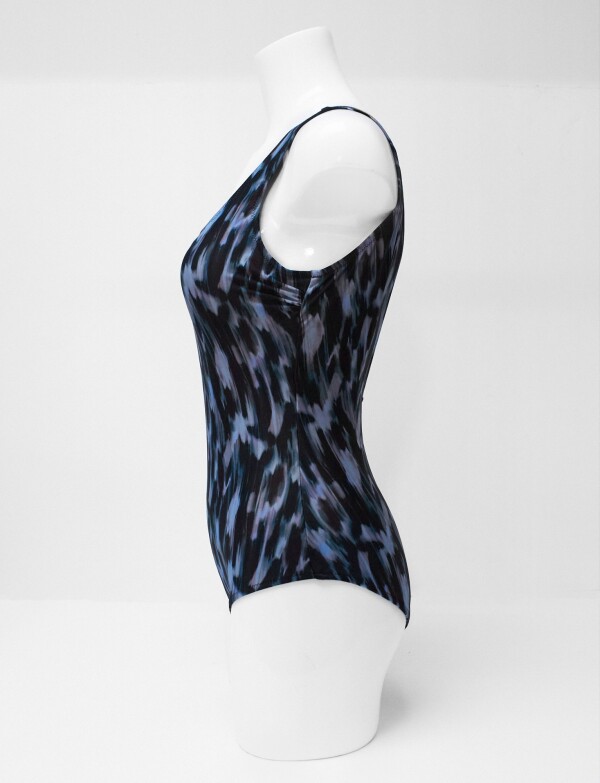 Malla Escote Cuadrad NEGRO/CELESTE