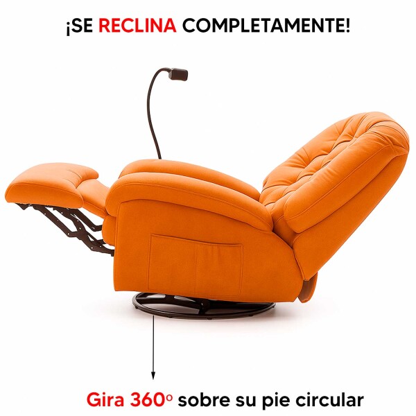 Sillón Masajeador Poltrona Con Control Y Soporte Para Celular NARANJA