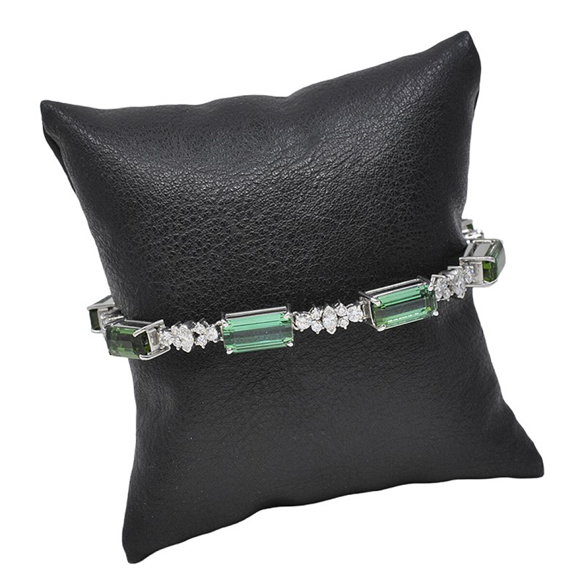 H.Stern Brazalete En Oro 18K Blanco Con Turmalinas Verdes Y Brillantes. 