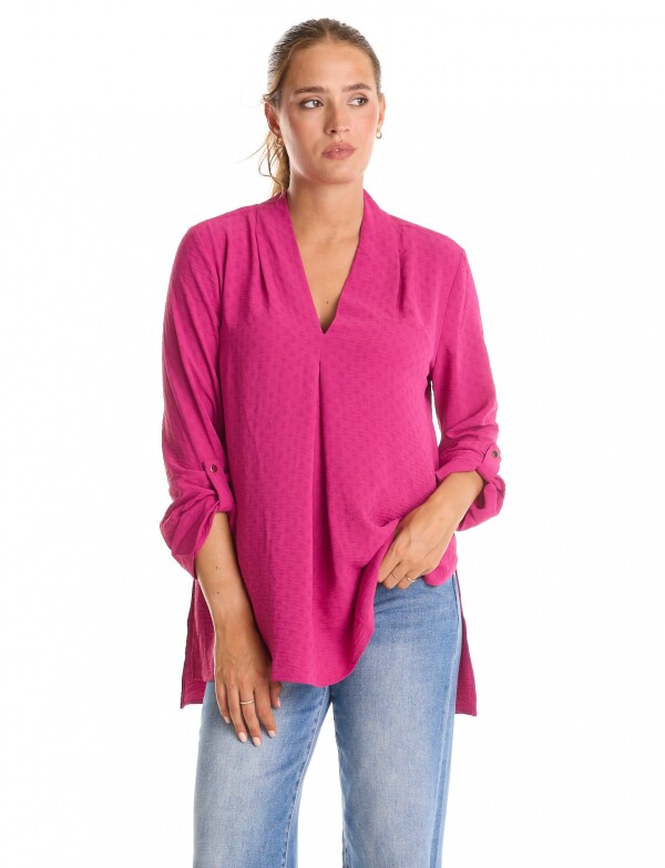 Blusa Escote V FUCSIA