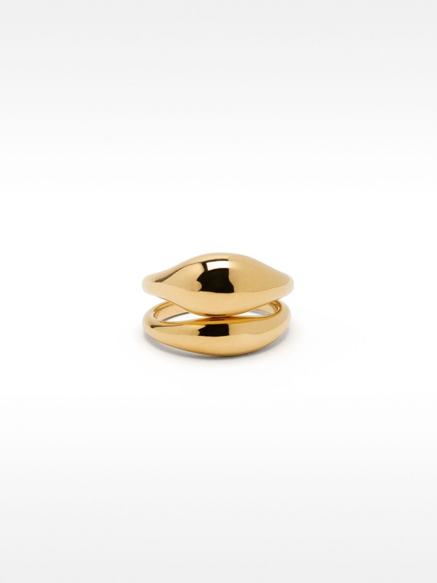 Set De Anillos Redondeados - Acero Inoxidable dorado