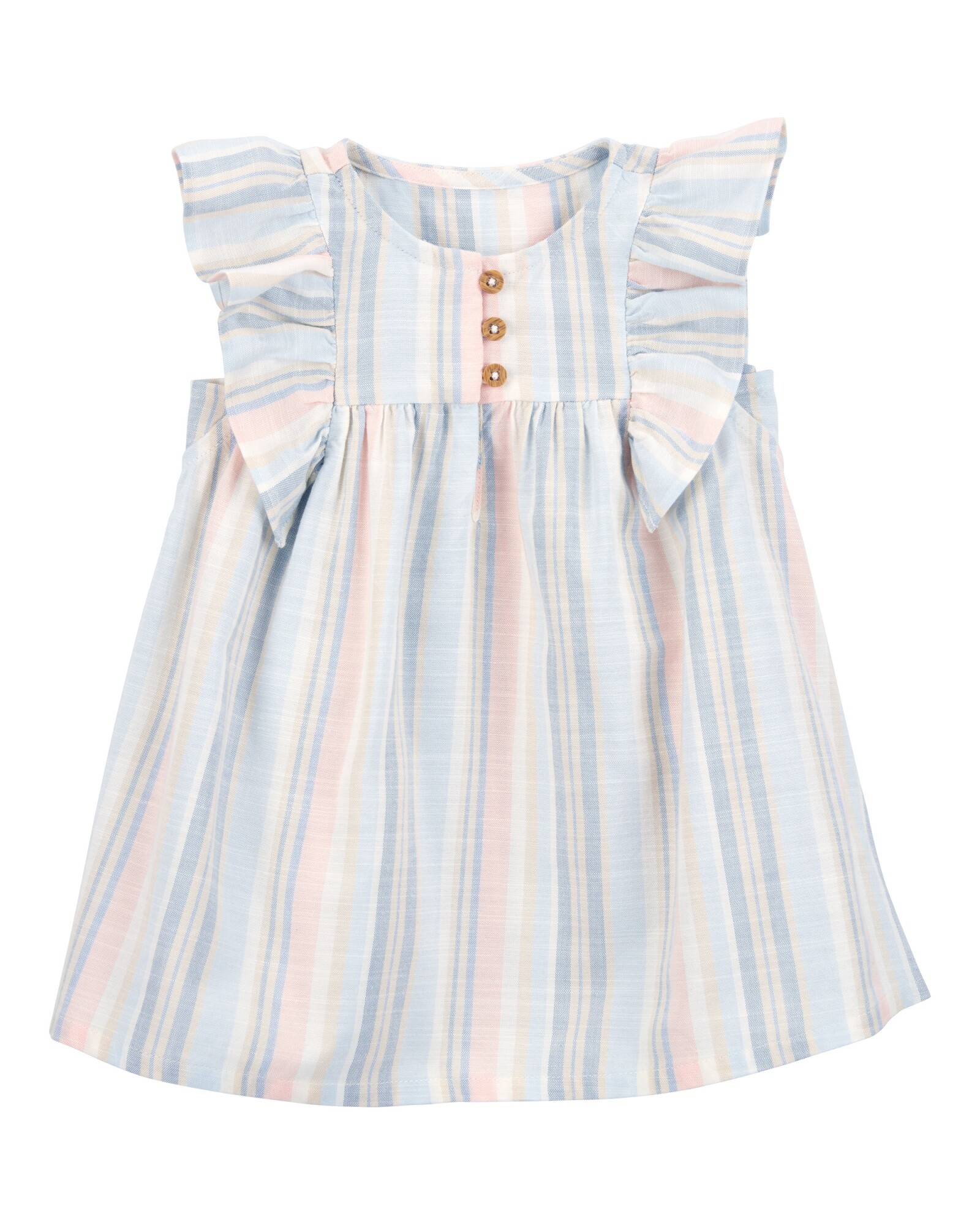 Vestido de viscosa Ecovero, con volados, diseño a rayas Sin color